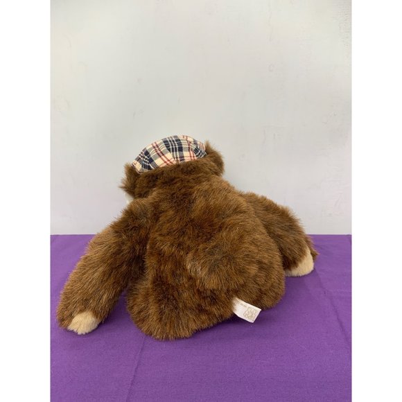 A Fiesta Toy Brown Long Leg Bear Brown 19 Inch Plaid Hat Bow Brown Plastic Eyes - Picture 6 of 14